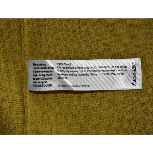 A5 Auth EILEEN FISHER Mustard Ribbed Knit Wool Boxy Pullover Sweater Size PS - Picture 5 of 5